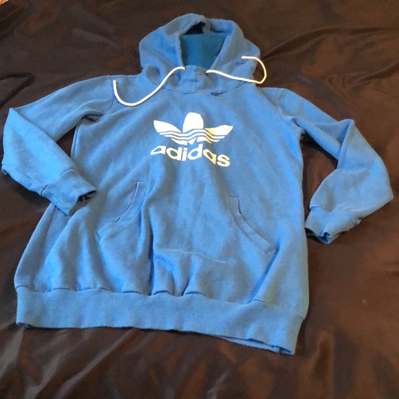 Adidas blue scuba hood & tie pull over hoodie complete with kangaroo pouch Sz M - Picture 4 of 10